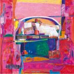 ＜橋のある風景＞　196×196cm