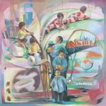 ＜育ち人、守り雲　growing person, guardian cloud＞ 194×194cm