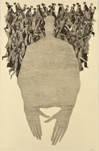 第88回 2014年 <私について>木版 ( 84 x 54cm )