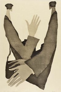 第87回 2013年 <聞こえて来るもの>木版 ( 84cm X 54cm)