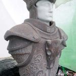 91×71×31cm　赤御影石、白大理石