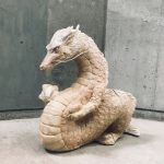 105×105×50cm　樟（災害流木）、鹿角