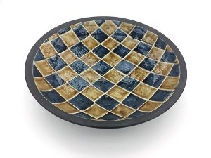 (陶）　谷口室生 格子文皿