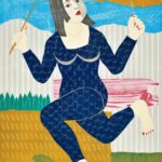 第96回2022 鳥追い－麦秋 110×80cm 《木版》