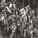 第95回国展2021春を待つ軒下92×130cm（シルクスクリーン）