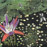 第95回国展2021浮草に囲まれて92.5×111 cm（木版）