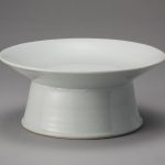 安部宏（陶） 白磁台鉢　27.0×27.0×11.6