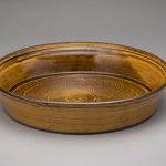 福島晋平（陶） 飴釉刷毛目ドラ鉢 37.8×37.8×8.0