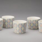 堀中由美子（陶） 釉彩蕎麦猪口揃 7.7×7.7×6.4　5個組