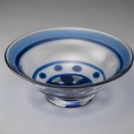 三宅義一（ｶﾞﾗｽ） 市松文台付鉢　25×25×10.0