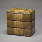 山口和声（陶） 新人賞 黄釉縄目象嵌重筥 20.0×12.0×22.3