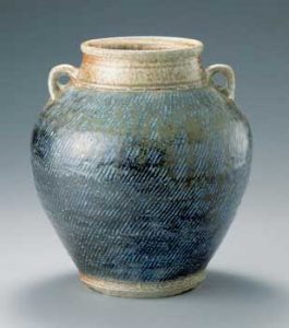 島岡達三 窯変縄文象嵌壷