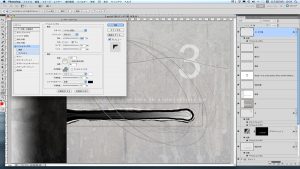 ①突起内線 ②shadeレイヤーは文1行 ③突起部黒線枠 ④⑤楕円1と2⑥エンボス線