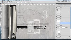 右半分をデジタルで作成し、左半分に銅版画の雁皮紙を貼る