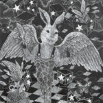 第95回国展2021「青い鳥」は見つからない110×80cm(木版)