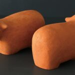 第96回2022 仲良しヒージャー （22x30x18cm）×２　 テラコッタ