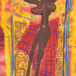 第95回国展2021かわいいマサイの女の子115×70cm(木版)