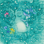 オフィーリア（木版）15x15cm